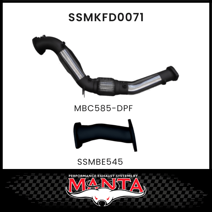 MANTA 3" STAINLESS STEEL DPF DELETE KIT TO BOLT TO STANDARD OEM SYSTEM FITS FORD RANGER PXII PXIII 3.2L 10/2016-2022 - WITH CAT (SSMKFD0071)