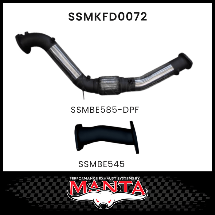 MANTA 3" STAINLESS STEEL DPF DELETE KIT TO BOLT TO STANDARD OEM SYSTEM FITS FORD RANGER PXII PXIII 3.2L 10/2016-2022 - NO CAT (SSMKFD0072)