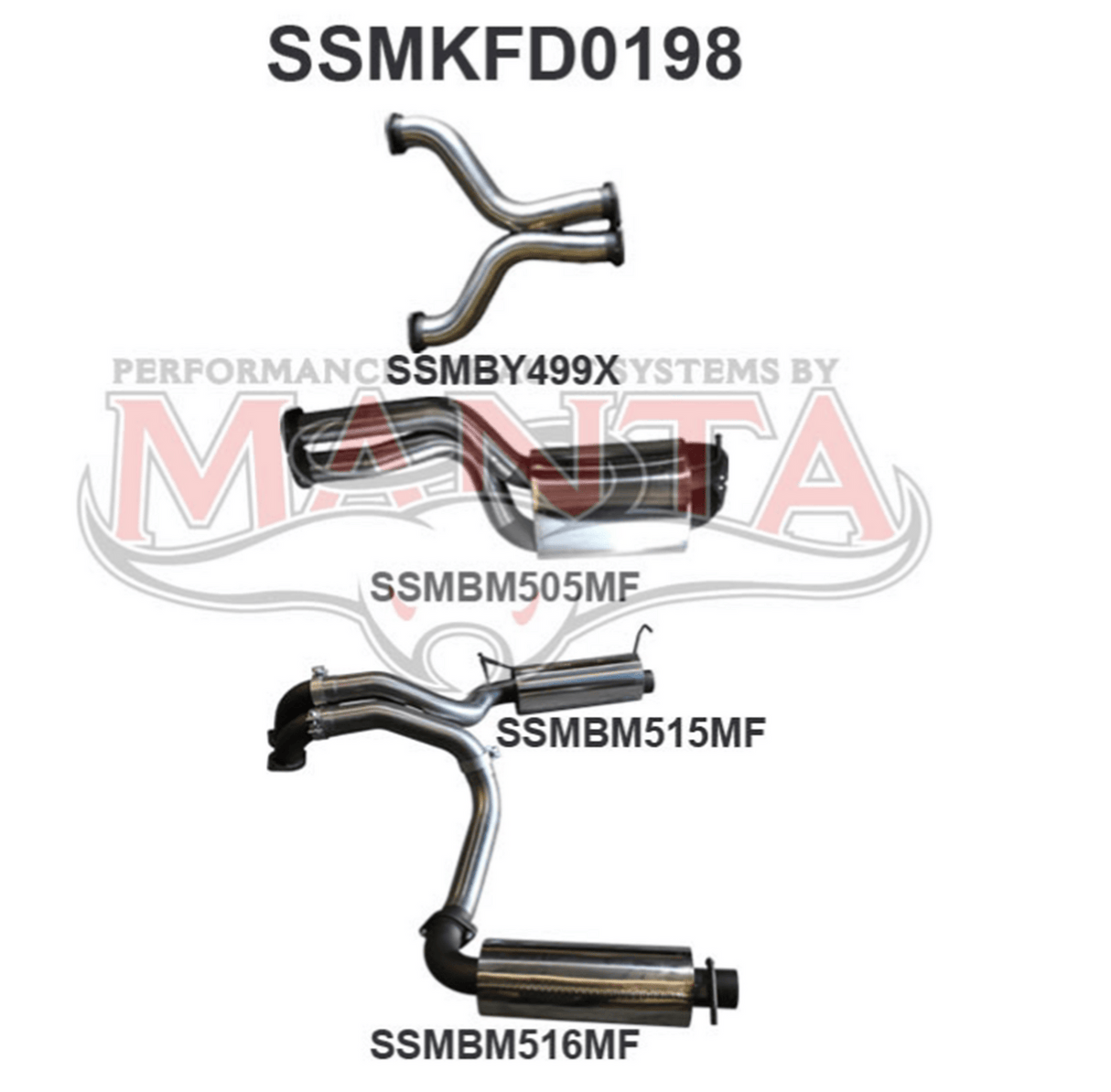 MANTA 3" DUAL CATBACK EXHAUST SYSTEM WITH MUFFLER/MUFFLER FITS FORD FALCON FPV FG SEDAN 5.0L SUPERCHARGED V8 (SSMKFD0198)