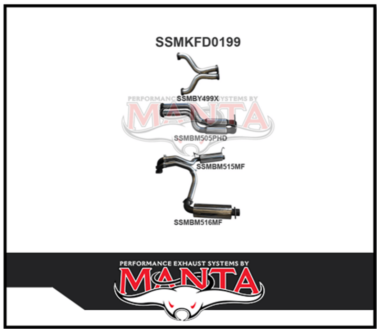 MANTA 3" DUAL CATBACK EXHAUST SYSTEM WITH HOTDOG/MUFFLER FITS FORD FALCON FPV FG SEDAN 5.0L SUPERCHARGED V8 (SSMKFD0199)