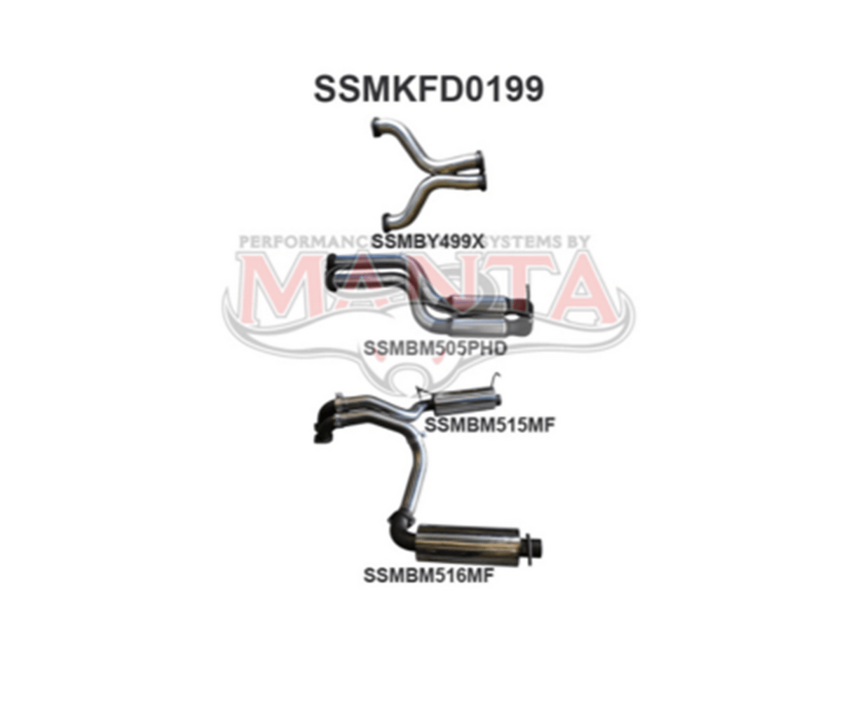MANTA 3" DUAL CATBACK EXHAUST SYSTEM WITH HOTDOG/MUFFLER FITS FORD FALCON FPV FG SEDAN 5.0L SUPERCHARGED V8 (SSMKFD0199)