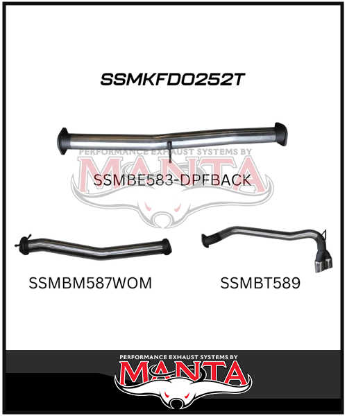 MANTA 3" DPF BACK EXHAUST SYSTEM FITS FORD RANGER PXII PXIII 3.2L 10/2016-2022