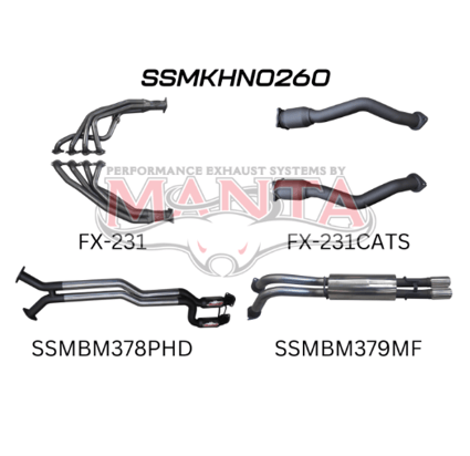 MANTA STAINLESS STEEL ENGINE BACK EXHAUST SYSTEM FITS HOLDEN CREWMAN VY VZ 5.7L V8 AWD 10/2003-1/2006 - HOTDOGS/MUFFLER (SSMKHN0260)