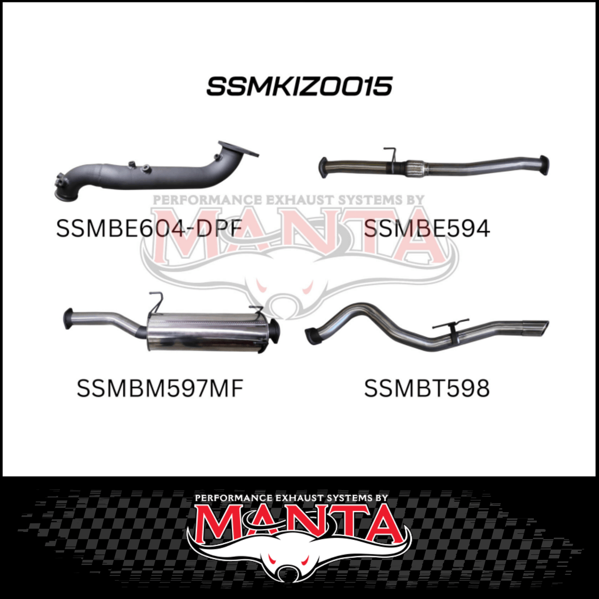 MANTA 3" TURBO BACK EXHAUST SYSTEM (DPF DELETE) FITS ISUZU D-MAX TF 3.0L TD 4CYL 2016-6/2020