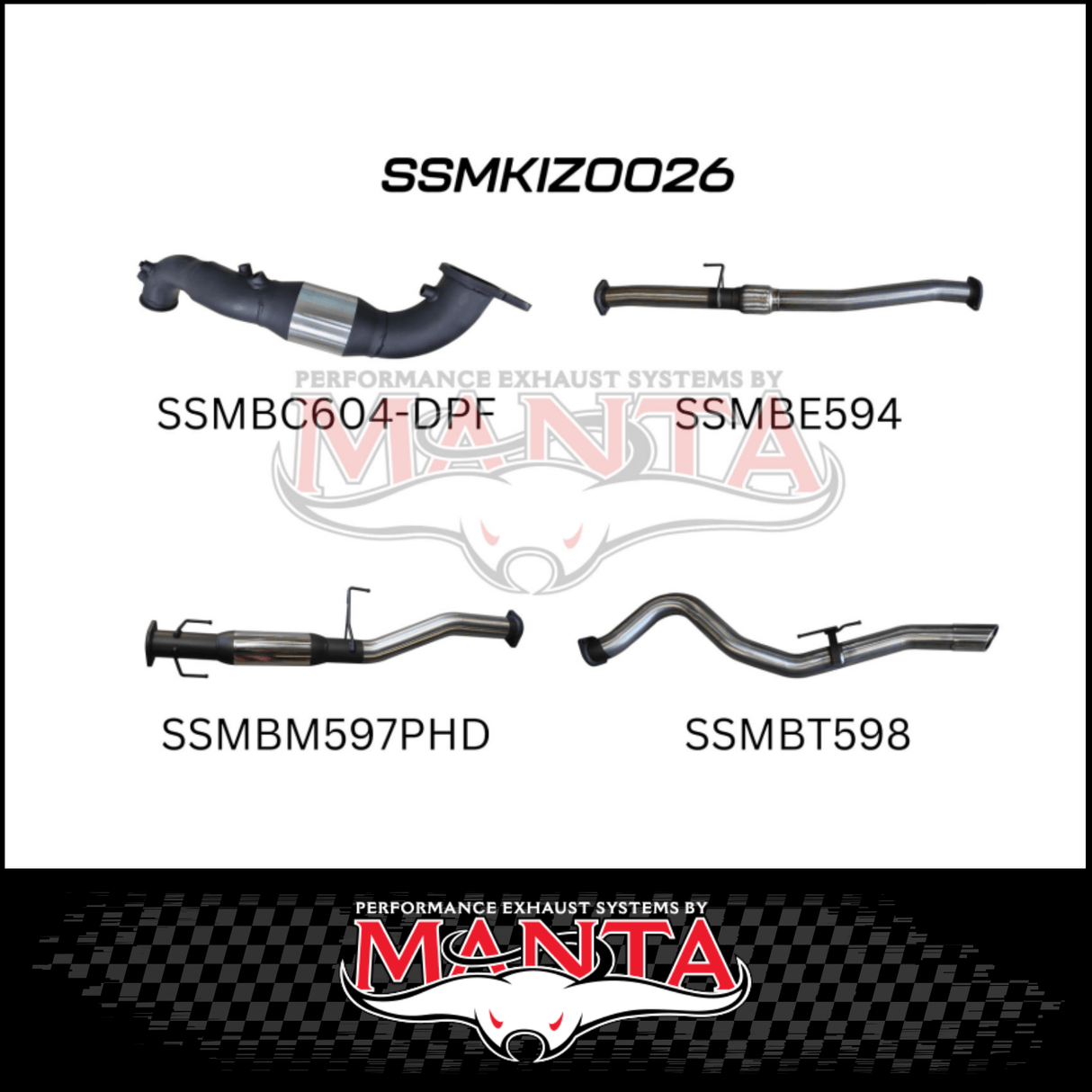 MANTA 3" TURBO BACK EXHAUST SYSTEM (DPF DELETE) FITS ISUZU D-MAX TF 3.0L TD 4CYL 2016-6/2020