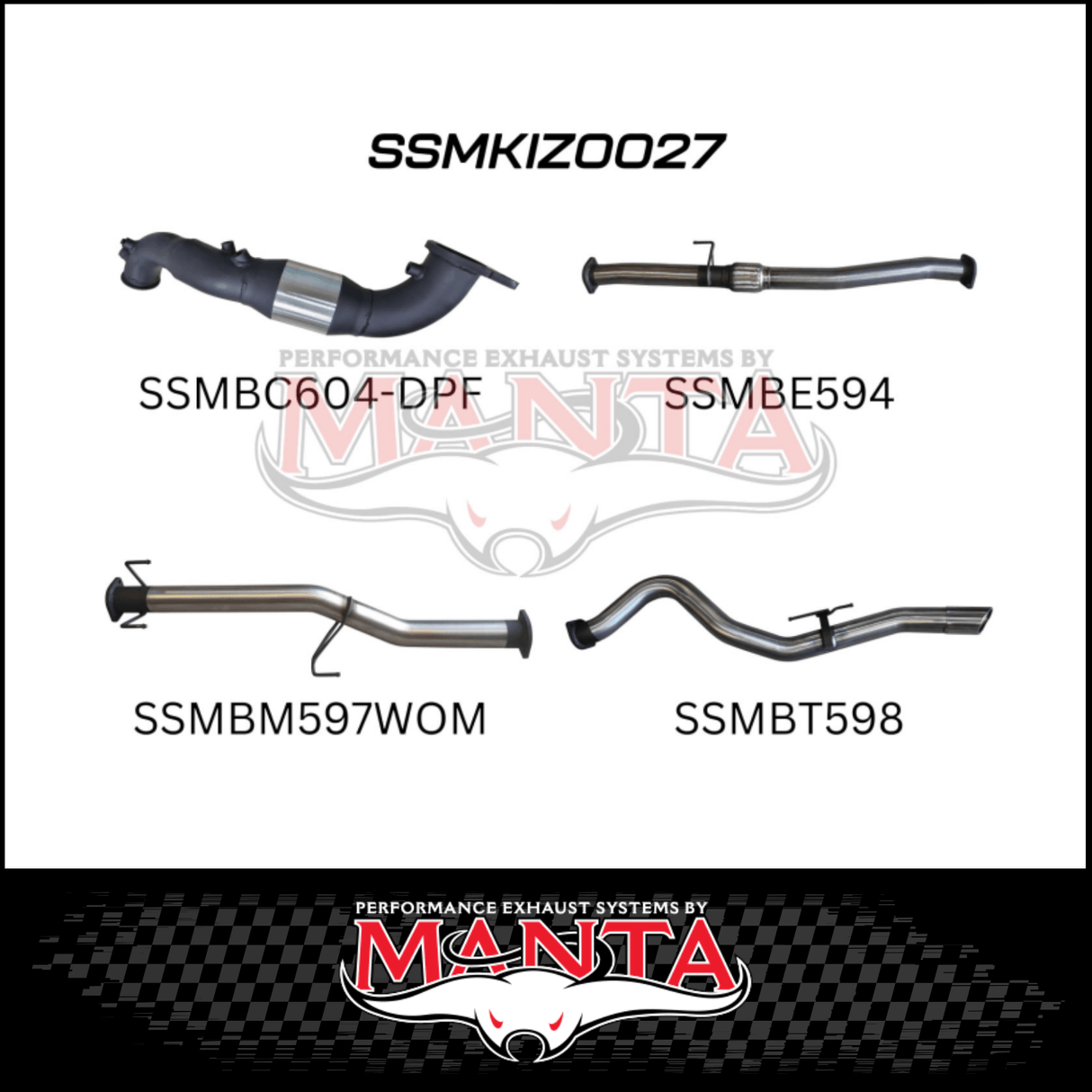 MANTA 3" TURBO BACK EXHAUST SYSTEM (DPF DELETE) FITS ISUZU D-MAX TF 3.0L TD 4CYL 2016-6/2020