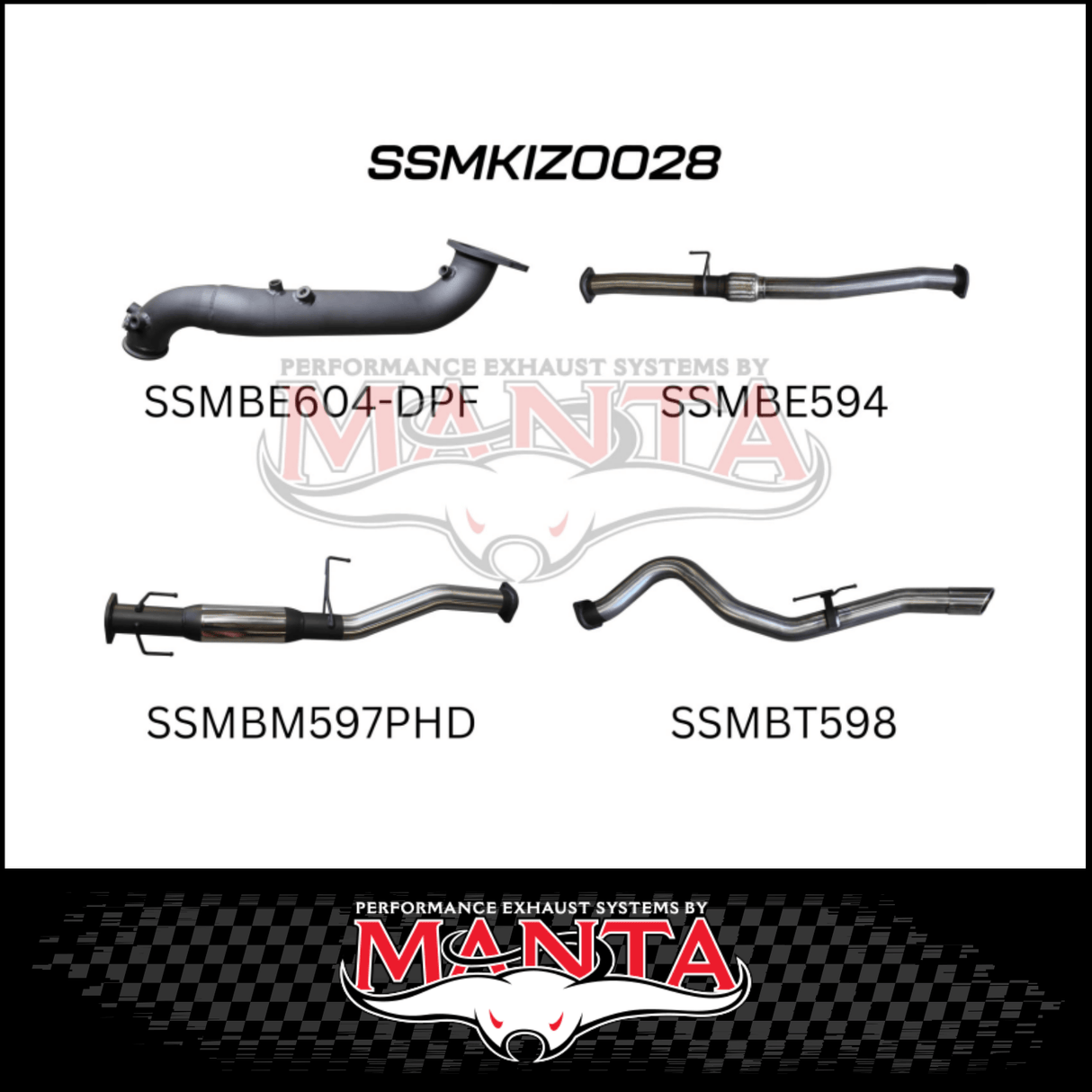 MANTA 3" TURBO BACK EXHAUST SYSTEM (DPF DELETE) FITS ISUZU D-MAX TF 3.0L TD 4CYL 2016-6/2020