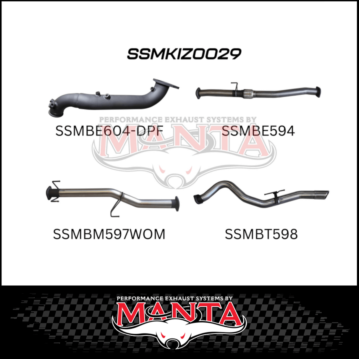 MANTA 3" TURBO BACK EXHAUST SYSTEM (DPF DELETE) FITS ISUZU D-MAX TF 3.0L TD 4CYL 2016-6/2020