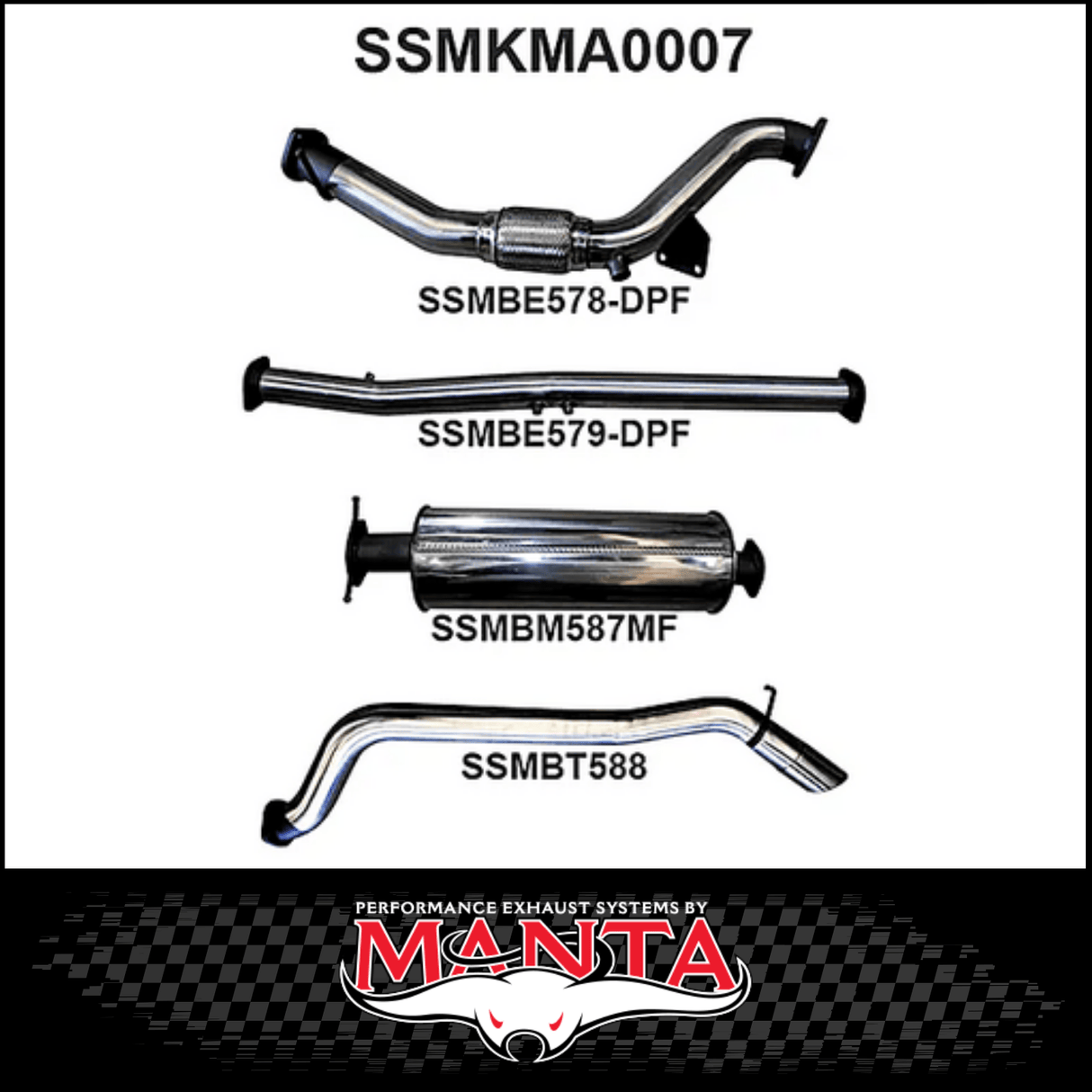 MANTA 3" TURBO BACK EXHAUST SYSTEM (DPF DELETE) FITS MAZDA BT-50 UR 3.2L TD 5CYL 2016-2020