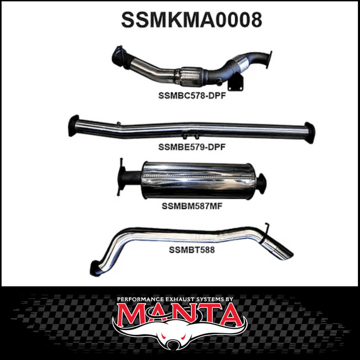 MANTA 3" TURBO BACK EXHAUST SYSTEM (DPF DELETE) FITS MAZDA BT-50 UR 3.2L TD 5CYL 2016-2020