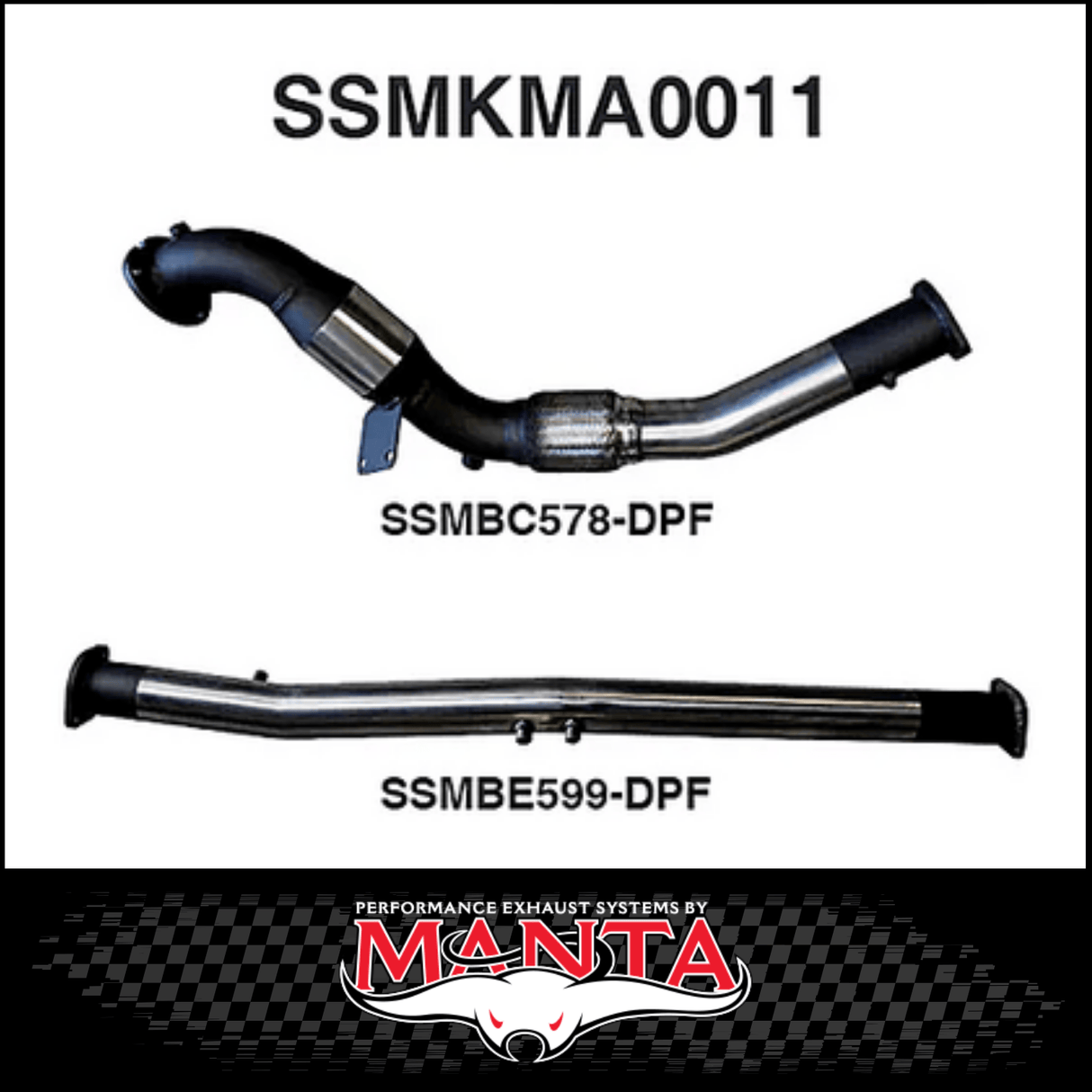MANTA 3" STAINLESS STEEL DPF DELETE FITS MAZDA BT-50 UR 3.2L TD 5CYL 2016-2020
