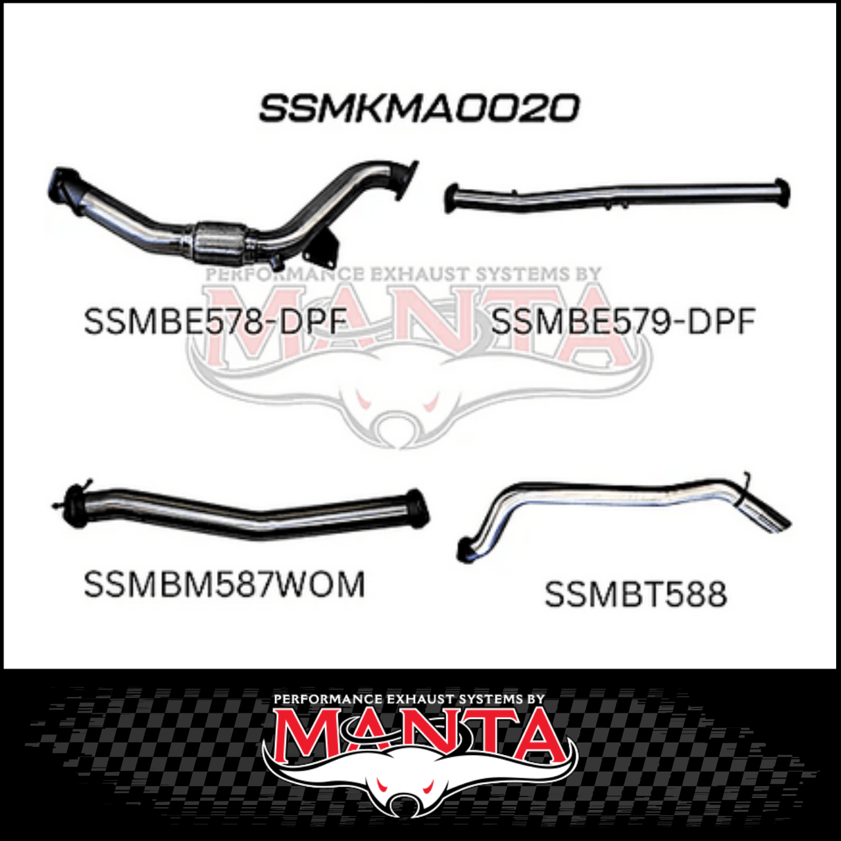 MANTA 3" TURBO BACK EXHAUST SYSTEM (DPF DELETE) FITS MAZDA BT-50 UR 3.2L TD 5CYL 2016-2020
