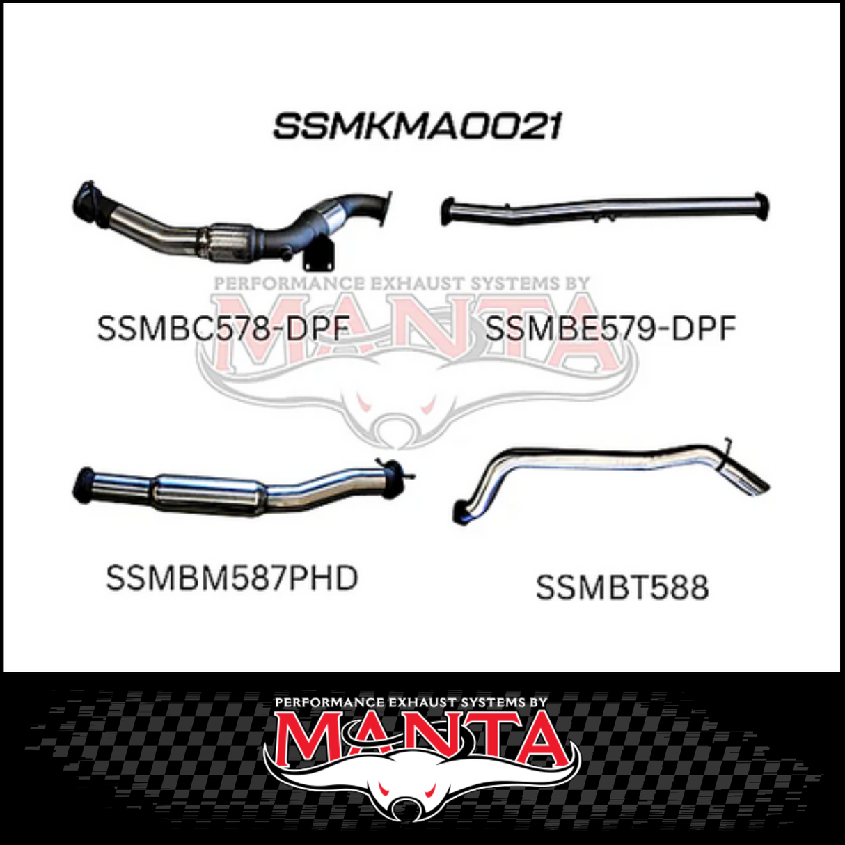 MANTA 3" TURBO BACK EXHAUST SYSTEM (DPF DELETE) FITS MAZDA BT-50 UR 3.2L TD 5CYL 2016-2020