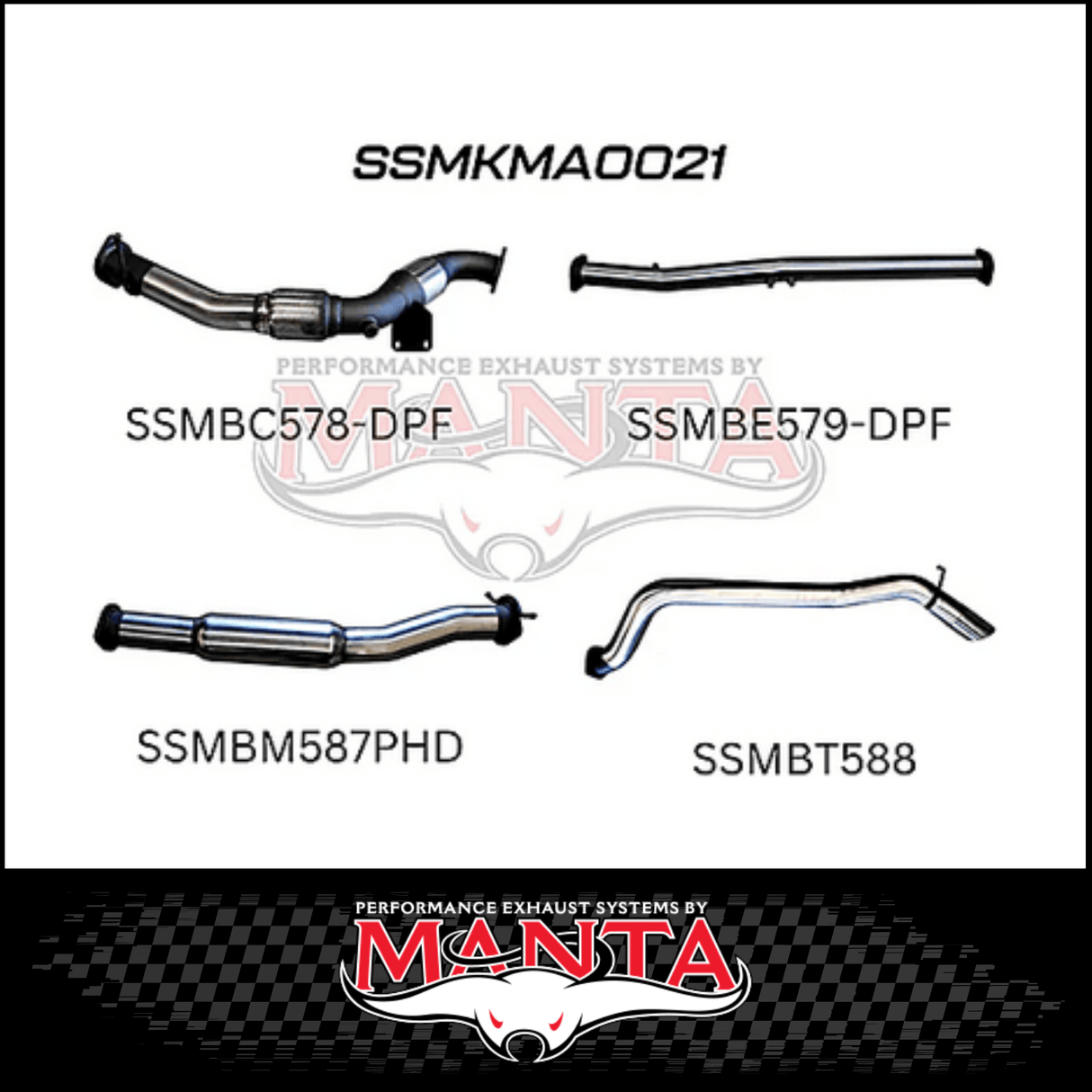 MANTA 3" TURBO BACK EXHAUST SYSTEM (DPF DELETE) FITS MAZDA BT-50 UR 3.2L TD 5CYL 2016-2020