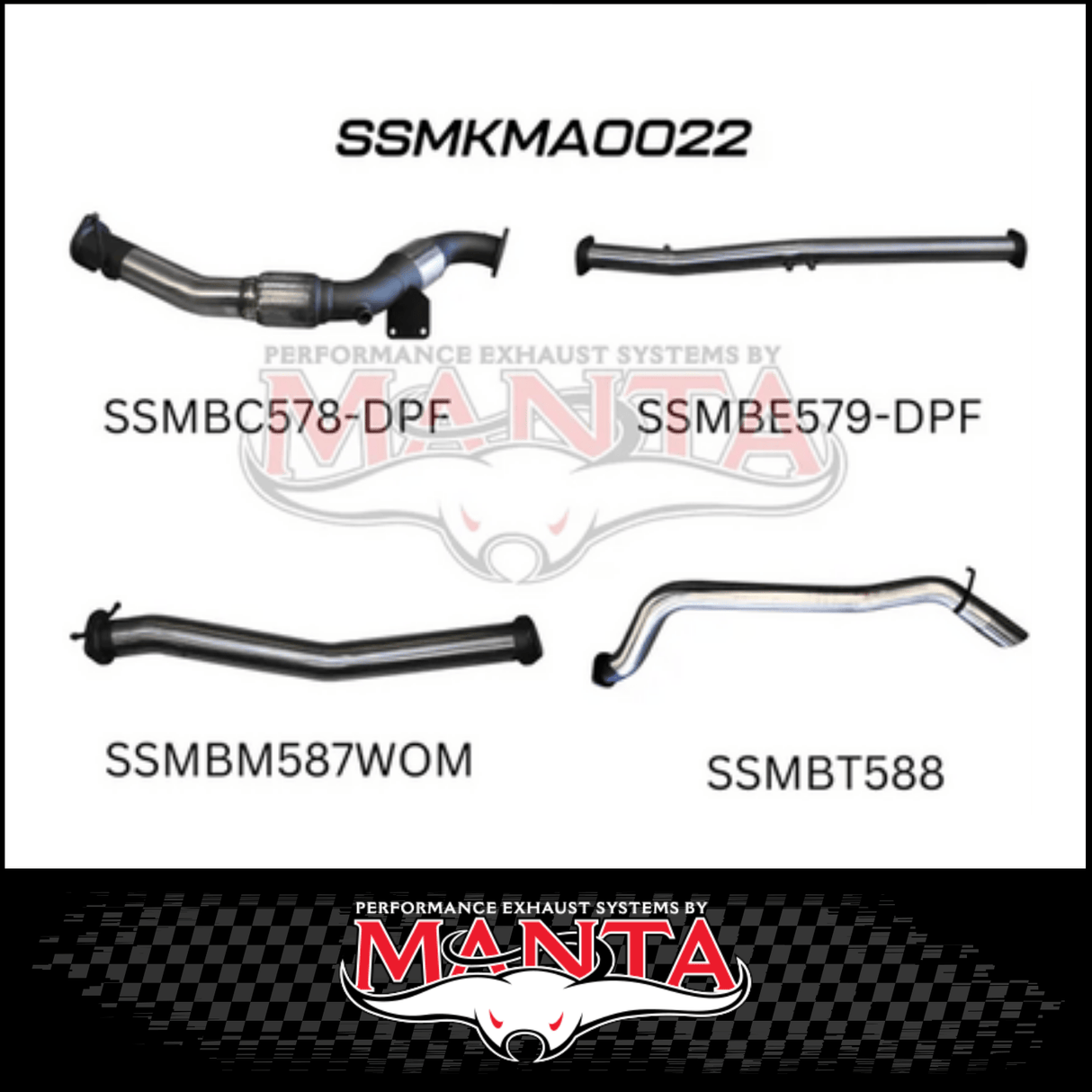MANTA 3" TURBO BACK EXHAUST SYSTEM (DPF DELETE) FITS MAZDA BT-50 UR 3.2L TD 5CYL 2016-2020