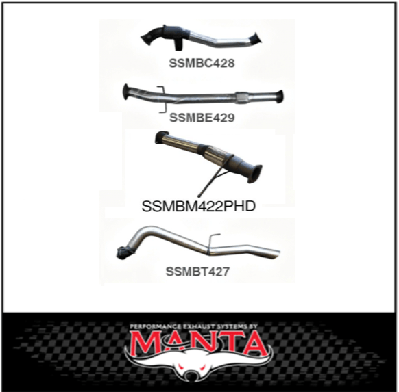 MANTA 3" STAINLESS STEEL TURBO BACK EXHAUST SYSTEM (DPF DELETE) FITS MITSUBISHI TRITON MQ MR 2.4L 4N15 3/2015-12/2023
