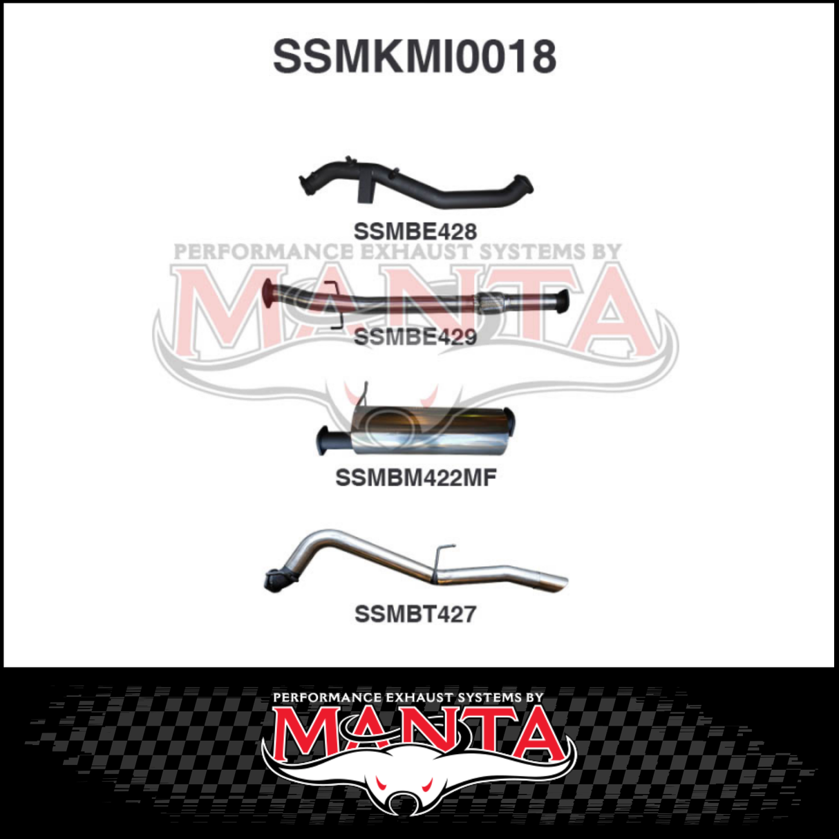 MANTA 3" STAINLESS STEEL TURBO BACK EXHAUST SYSTEM (DPF DELETE) FITS MITSUBISHI TRITON MQ MR 2.4L 4N15 3/2015-12/2023