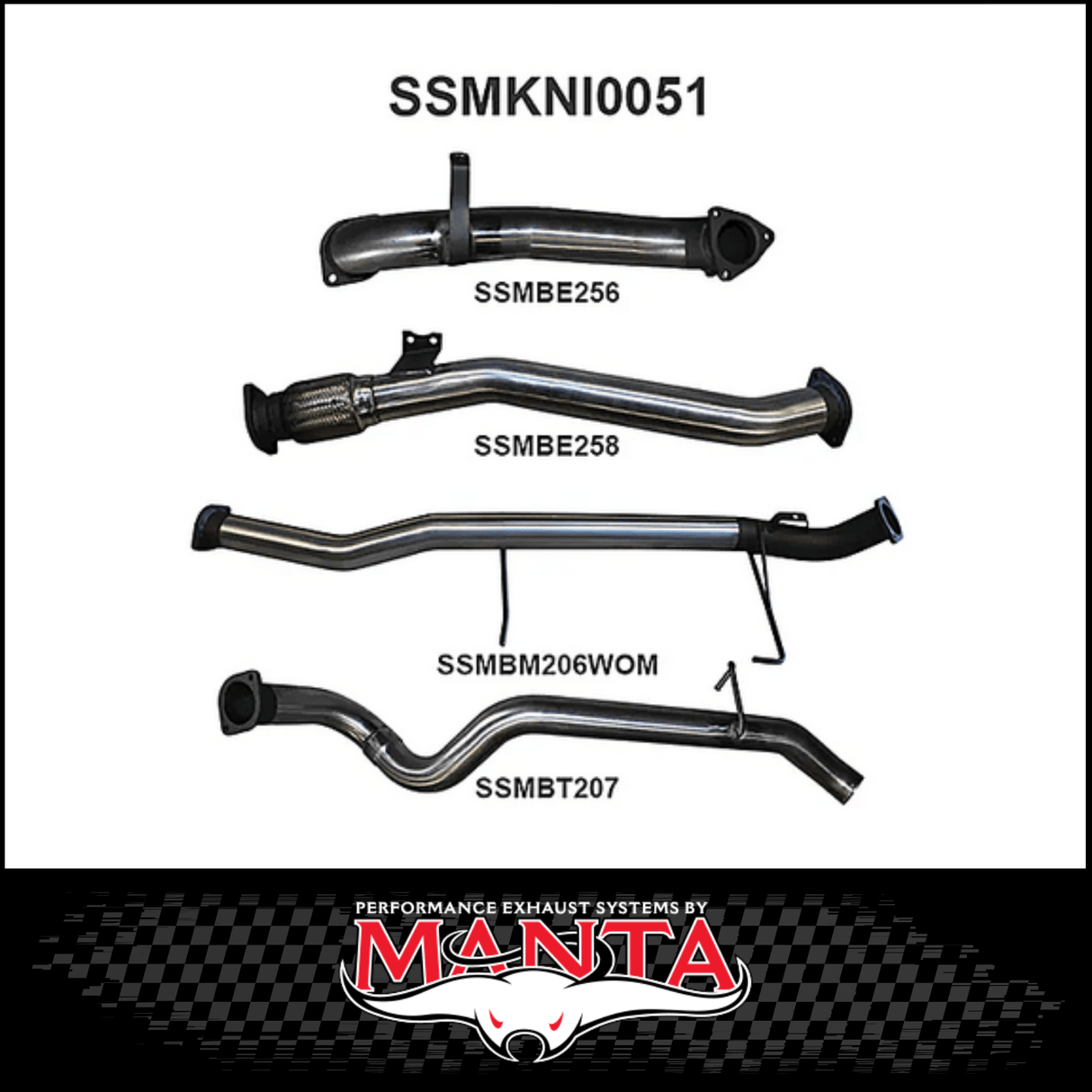MANTA 3" STAINLESS STEEL TURBO BACK EXHAUST WITH NO CAT/PIPE ONLYFITS NISSAN PATROL Y61 GU 3.0L TD WAGON 2007-2016 (SSMKNI0051)