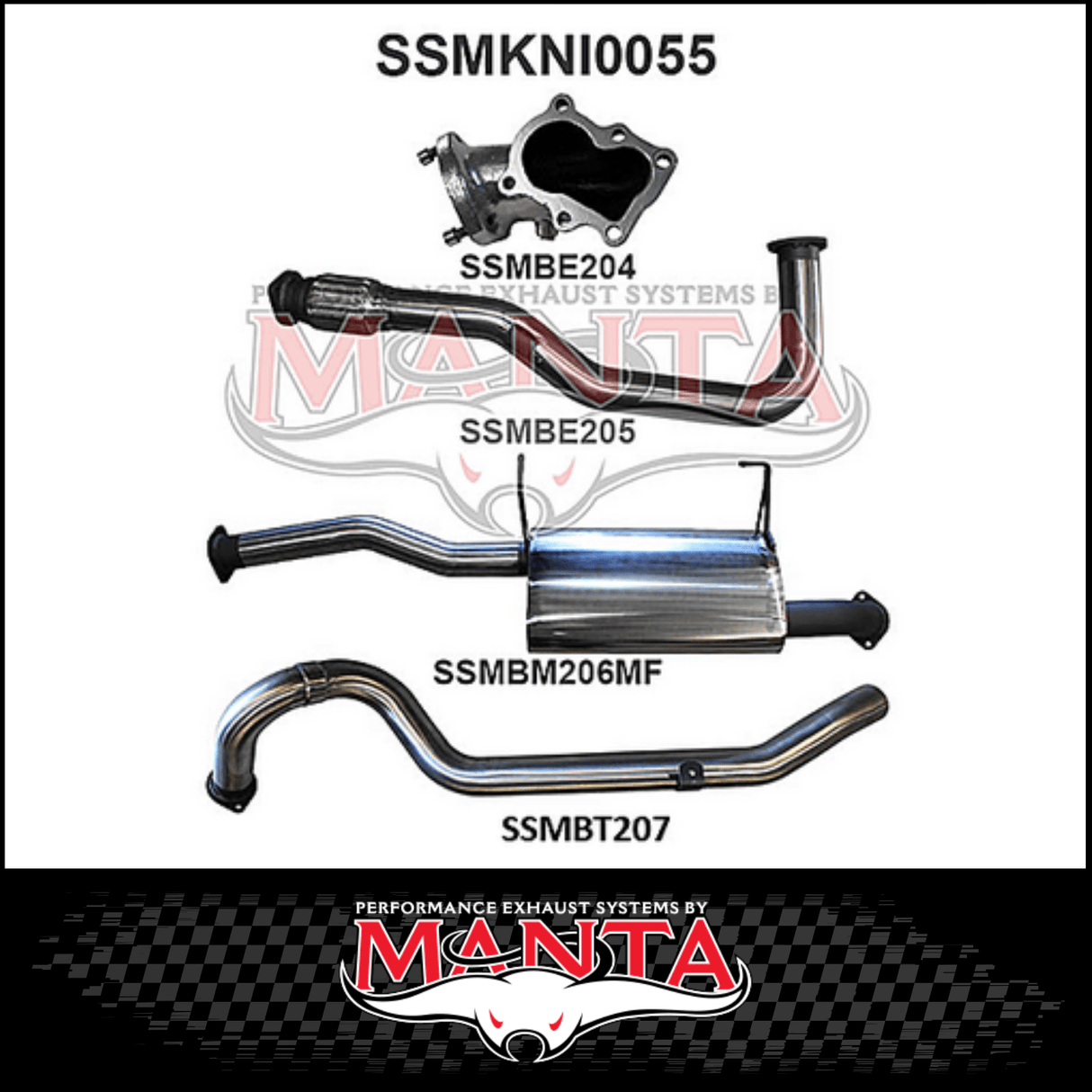 MANTA 3" TURBO BACK EXHAUST SYSTEM WITH CENTRE MUFFLER FITS NISSAN PATROL GU Y61 4.2L TD WAGON 5/1998-3/2007 (SSMKNI0055)