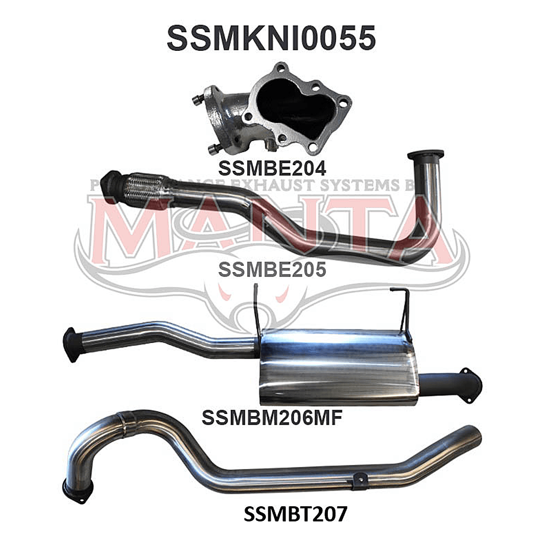 MANTA 3" TURBO BACK EXHAUST SYSTEM WITH CENTRE MUFFLER FITS NISSAN PATROL GU Y61 4.2L TD WAGON 5/1998-3/2007 (SSMKNI0055)