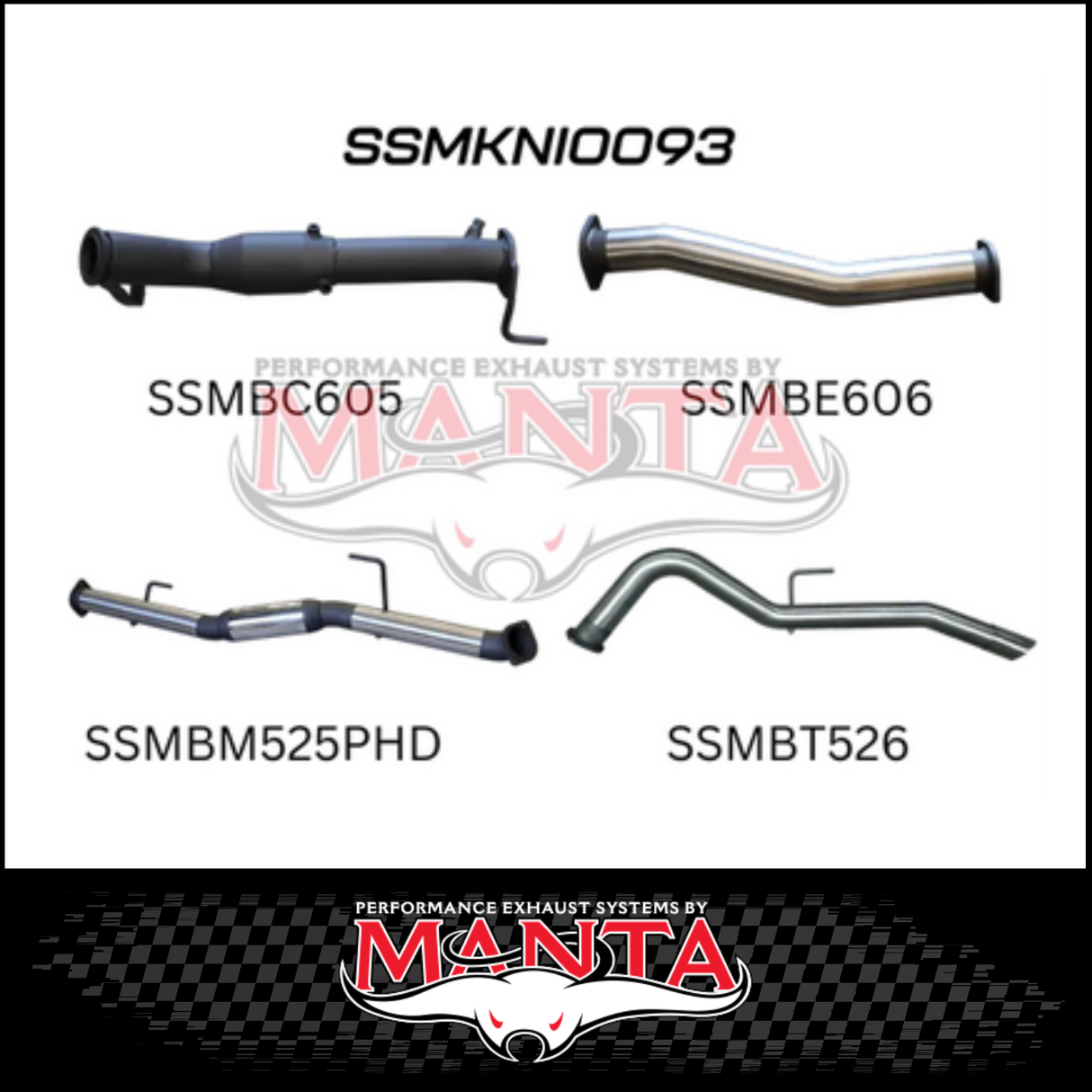 MANTA 3" TURBO BACK EXHAUST WITH CAT/NO MUFFLER FITS NISSAN NAVARA D23 NP300 2.3L TD 4CYL 2015-ON (SSMKNI0091)