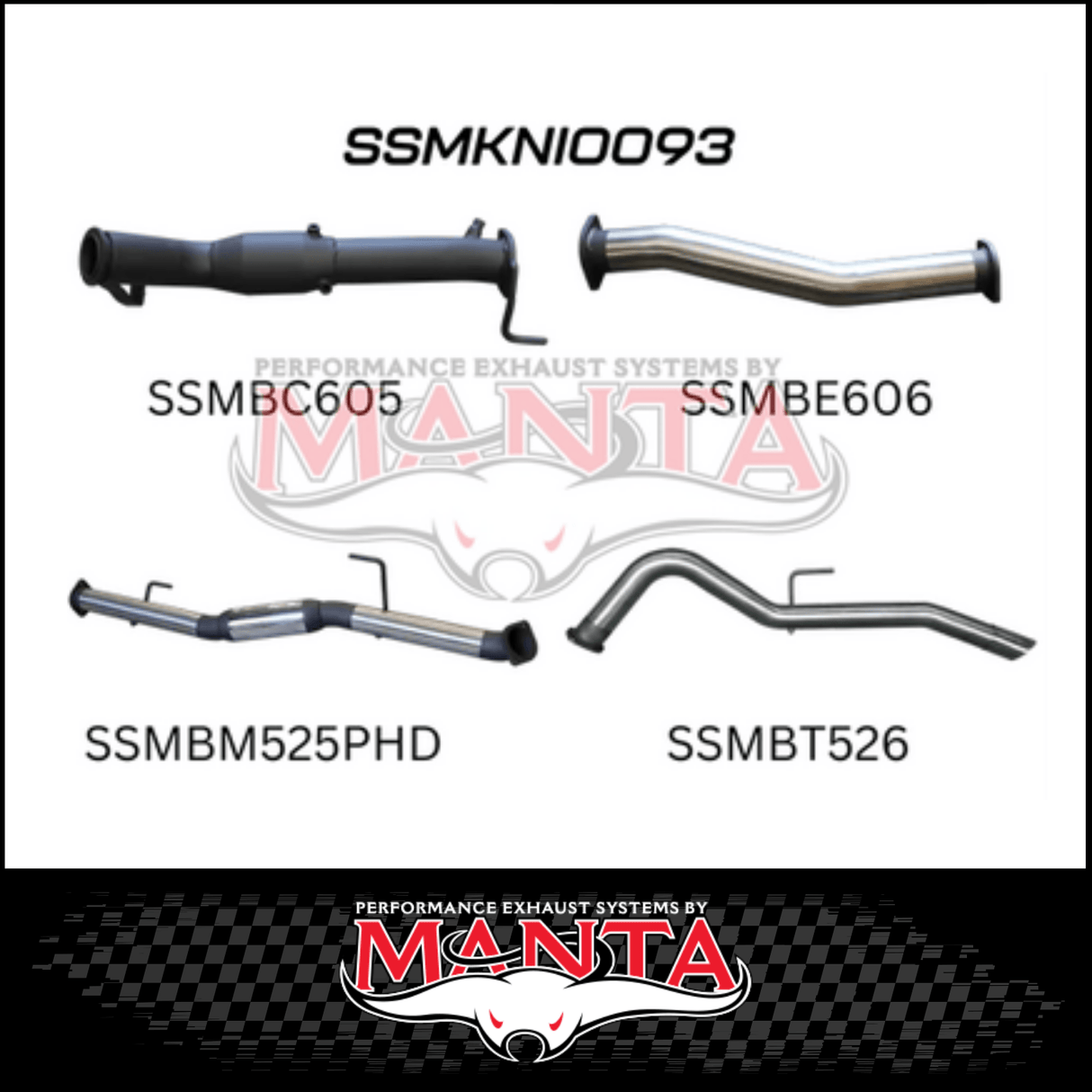 MANTA 3" TURBO BACK EXHAUST WITH CAT/NO MUFFLER FITS NISSAN NAVARA D23 NP300 2.3L TD 4CYL 2015-ON (SSMKNI0091)
