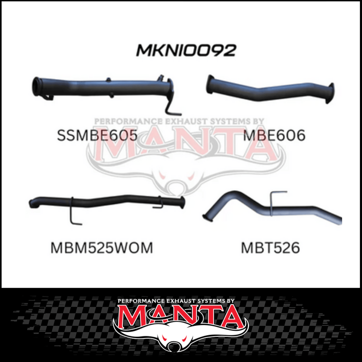 MANTA 3" TURBO BACK EXHAUST WITH NO CAT/NO MUFFLER FITS NISSAN NAVARA D23 NP300 2.3L TD 4CYL 2015-ON (SSMKNI0092)
