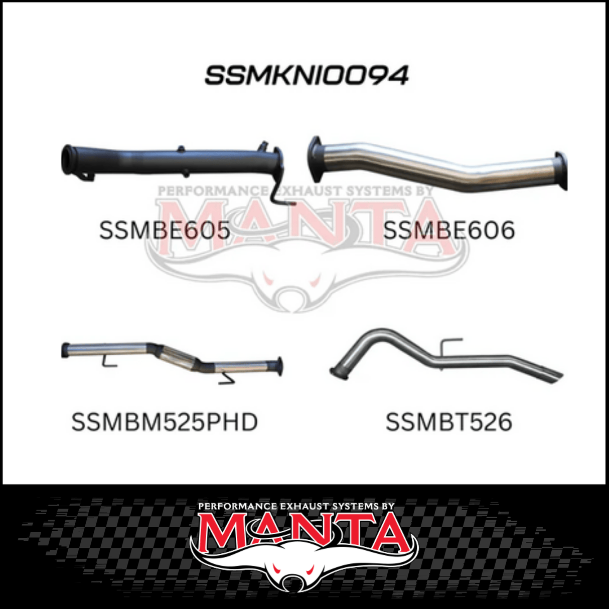 MANTA 3" TURBO BACK EXHAUST WITH NO CAT/HOTDOG FITS NISSAN NAVARA D23 NP300 2.3L TD 4CYL 2015-ON (SSMKNI0094)