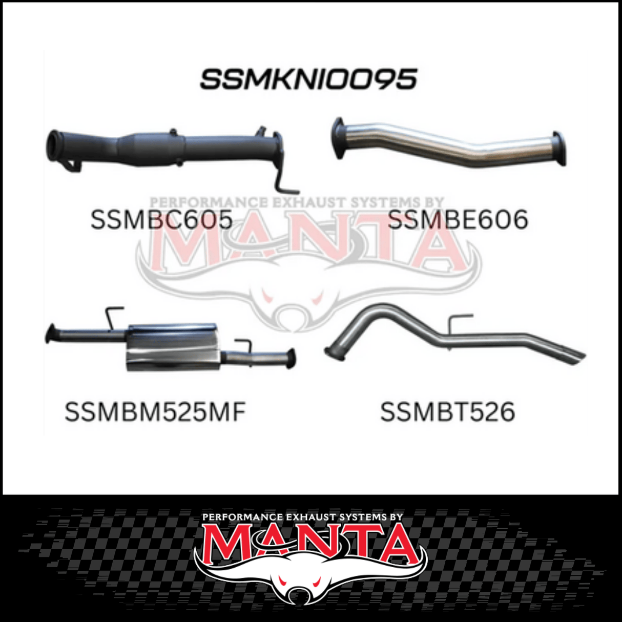 MANTA 3" TURBO BACK EXHAUST WITH CAT/MUFFLER FITS NISSAN NAVARA D23 NP300 2.3L TD 4CYL 2015-ON (SSMKNI0095)