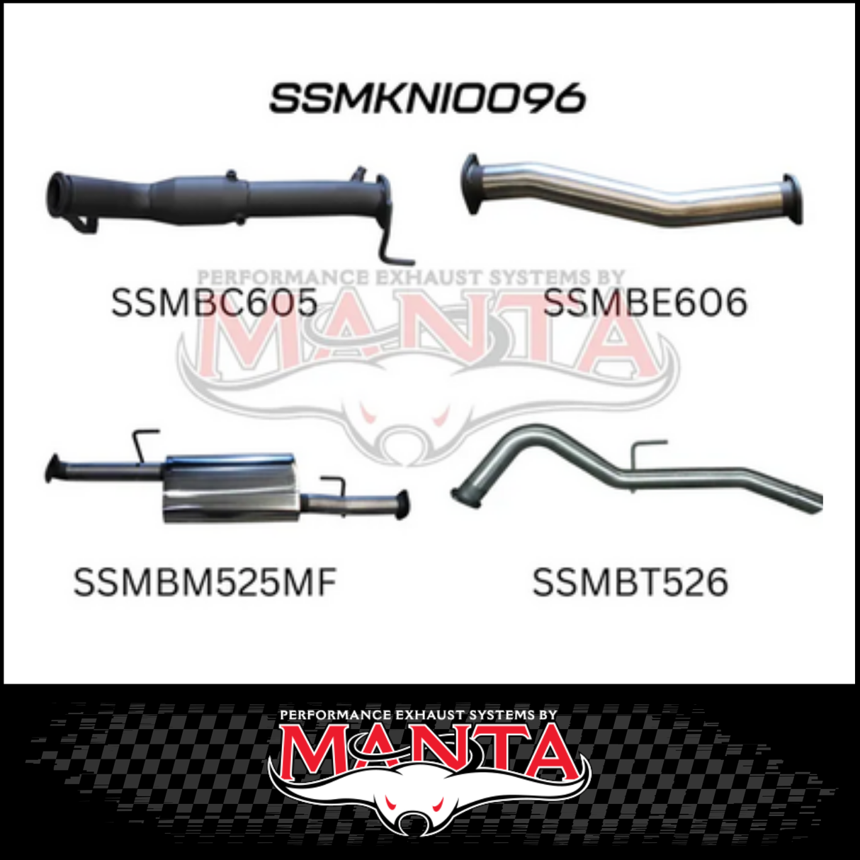 MANTA 3" TURBO BACK EXHAUST NO CAT/WITH MUFFLER FITS NISSAN NAVARA D23 NP300 2.3L TD 4CYL 2015-ON (SSMKNI0096)