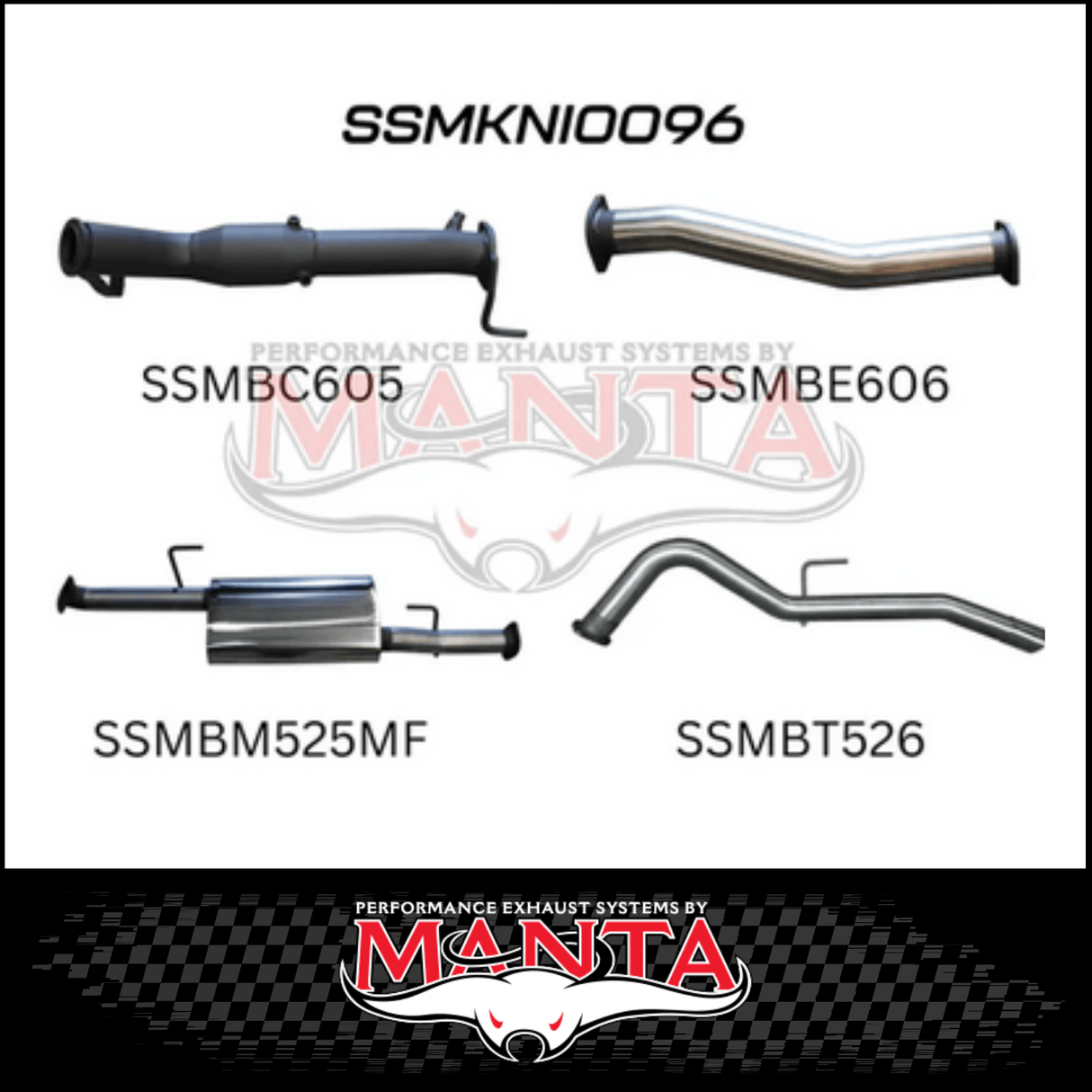 MANTA 3" TURBO BACK EXHAUST NO CAT/WITH MUFFLER FITS NISSAN NAVARA D23 NP300 2.3L TD 4CYL 2015-ON (SSMKNI0096)