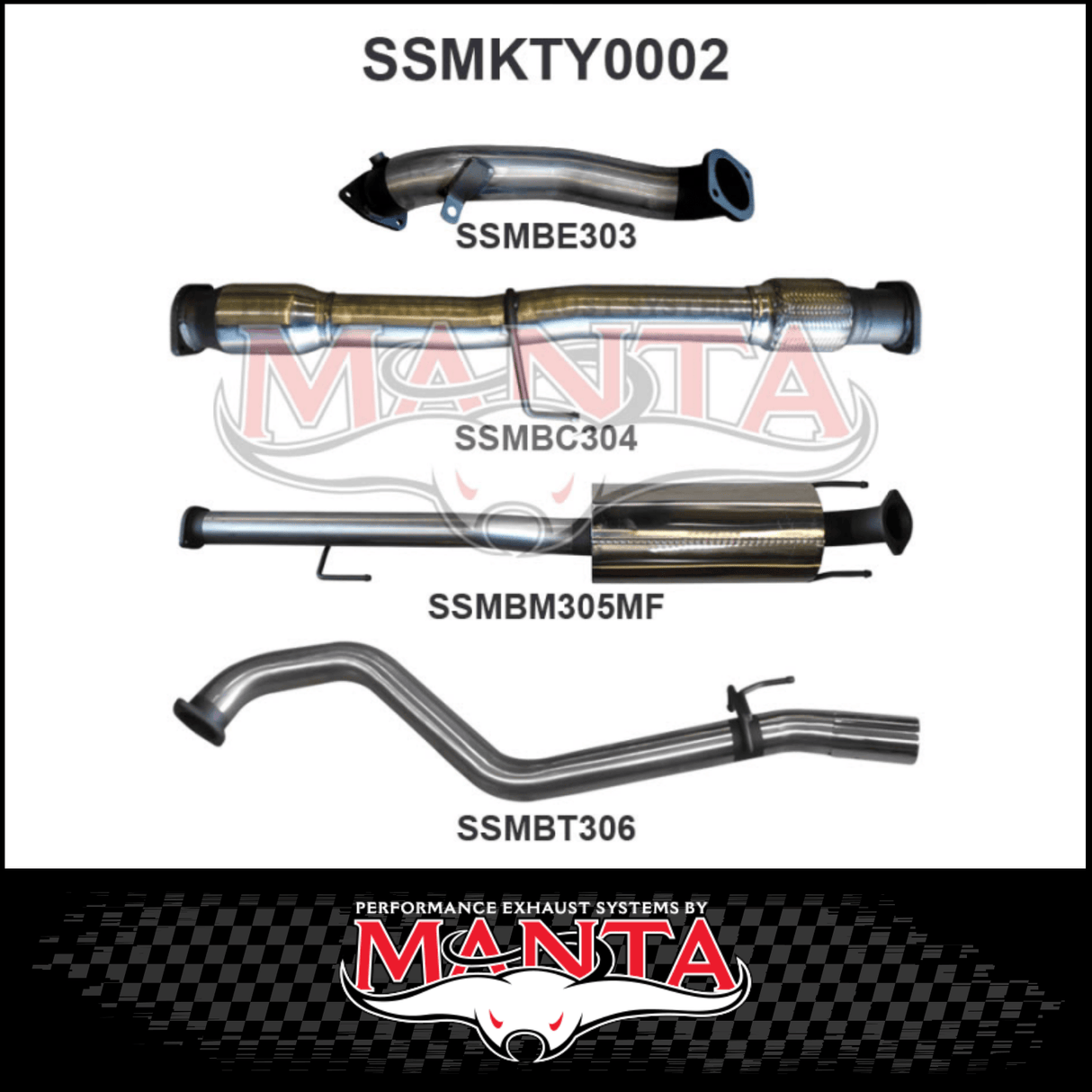 MANTA 3" STAINLESS STEEL TURBO BACK EXHAUST SYSTEM FITS TOYOTA HILUX KUN26R N70 3.0L 4CYL 2005-2015