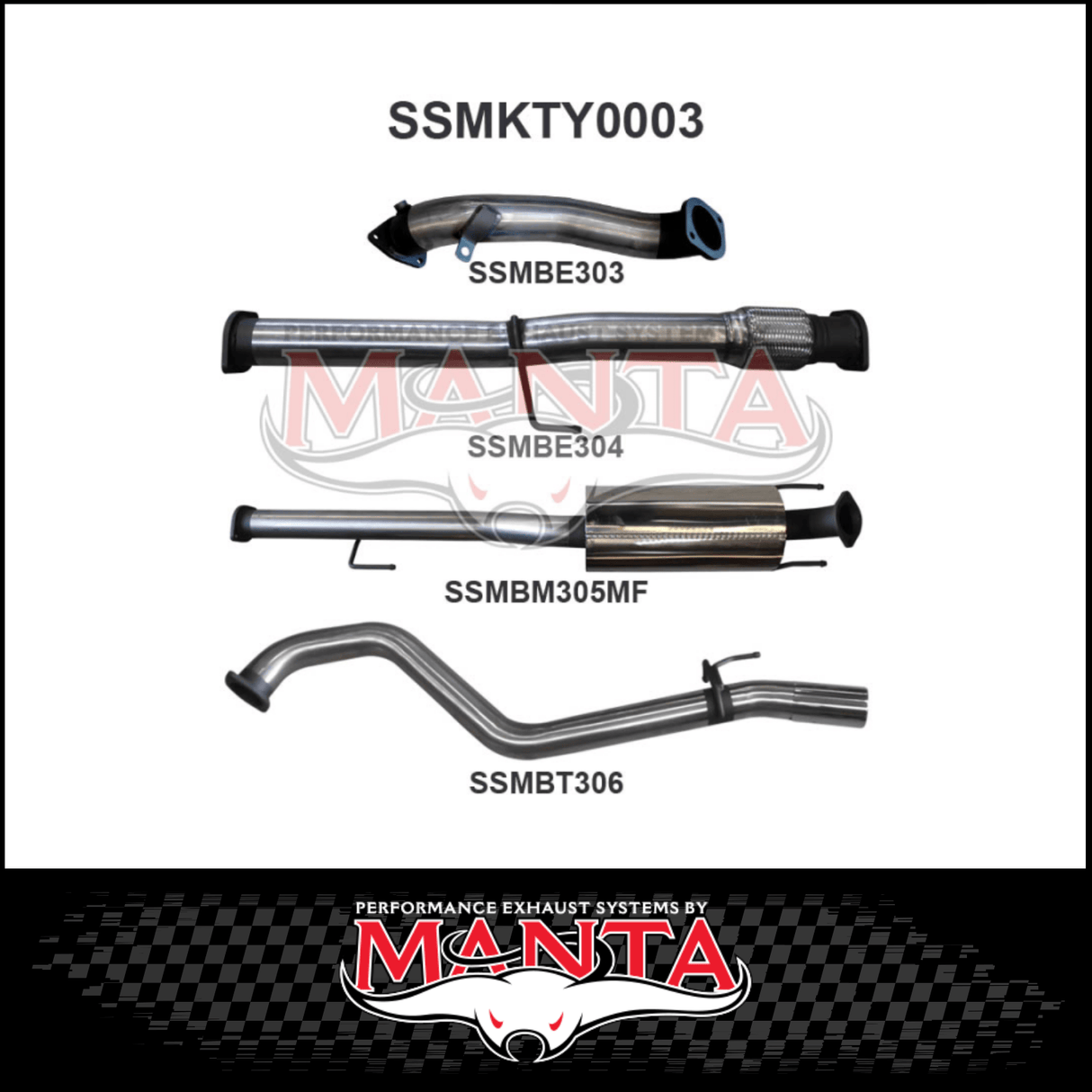 MANTA 3" STAINLESS STEEL TURBO BACK EXHAUST SYSTEM FITS TOYOTA HILUX KUN26R N70 3.0L 4CYL 2005-2015