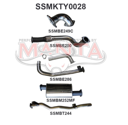 MANTA 3" STAINLESS STEEL TURBO BACK EXHAUST SYSTEM FITS TOYOTA LANDCRUISER HDJ78R 4.2L 1HD TURBO 2001-2006 - MUFFLER (SSMKTY0028)