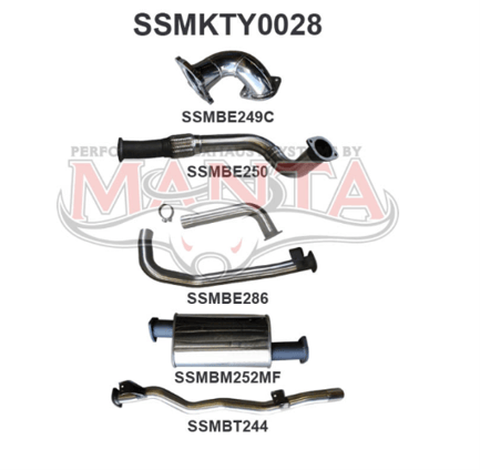 MANTA 3" STAINLESS STEEL TURBO BACK EXHAUST SYSTEM FITS TOYOTA LANDCRUISER HDJ78R 4.2L 1HD TURBO 2001-2006 - MUFFLER (SSMKTY0028)