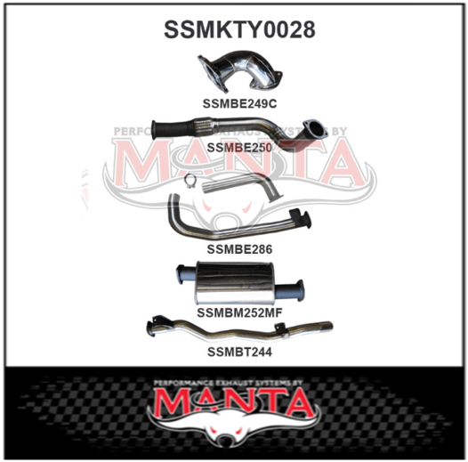 MANTA 3" STAINLESS STEEL TURBO BACK EXHAUST SYSTEM FITS TOYOTA LANDCRUISER HDJ78R 4.2L 1HD TURBO 2001-2006 - MUFFLER (SSMKTY0028)