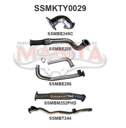 MANTA 3" STAINLESS STEEL TURBO BACK EXHAUST SYSTEM FITS TOYOTA LANDCRUISER HDJ78R 4.2L 1HD TURBO 2001-2006 - HOTDOG (SSMKTY0029)