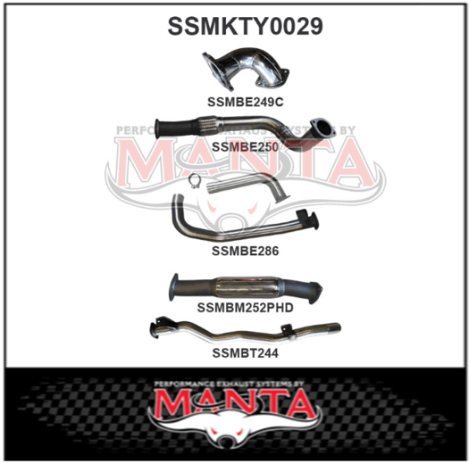 MANTA 3" STAINLESS STEEL TURBO BACK EXHAUST SYSTEM FITS TOYOTA LANDCRUISER HDJ78R 4.2L 1HD TURBO 2001-2006 - HOTDOG (SSMKTY0029)