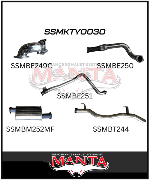MANTA 3" STAINLESS STEEL TURBO BACK EXHAUST SYSTEM WITH MUFFLER FITS TOYOTA LANDCRUISER HDJ79R 4.2L 1HD TURBO 2001-2007 (SSMKTY0030)