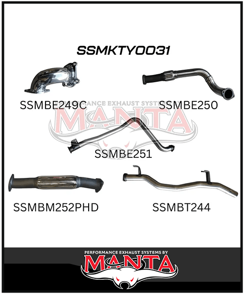 MANTA 3" STAINLESS STEEL TURBO BACK EXHAUST SYSTEM WITH HOTDOG FITS TOYOTA LANDCRUISER HDJ79R 4.2L 1HD TURBO 2001-2007 (SSMKTY0031)