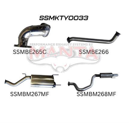 MANTA 3" STAINLESS STEEL TURBO BACK EXHAUST SYSTEM WITH 2 MUFFLERS FITS TOYOTA LANDCRUISER HDJ100R 4.2L 1HD TURBO 1998-2007 (SSMKTY0033)