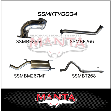 MANTA 3" STAINLESS STEEL TURBO BACK EXHAUST SYSTEM WITH 1 MUFFLER FITS TOYOTA LANDCRUISER HDJ100R 4.2L 1HD TURBO 1998-2007 (SSMKTY0034)
