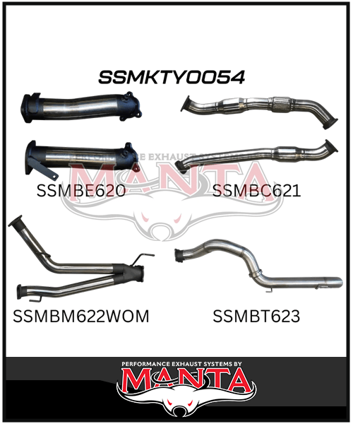 MANTA 3" TWIN INTO SINGLE 4" STAINLESS STEEL TURBO BACK EXHAUST SYSTEM FITS TOYOTA LANDCRUISER VDJ200R 2007-2015