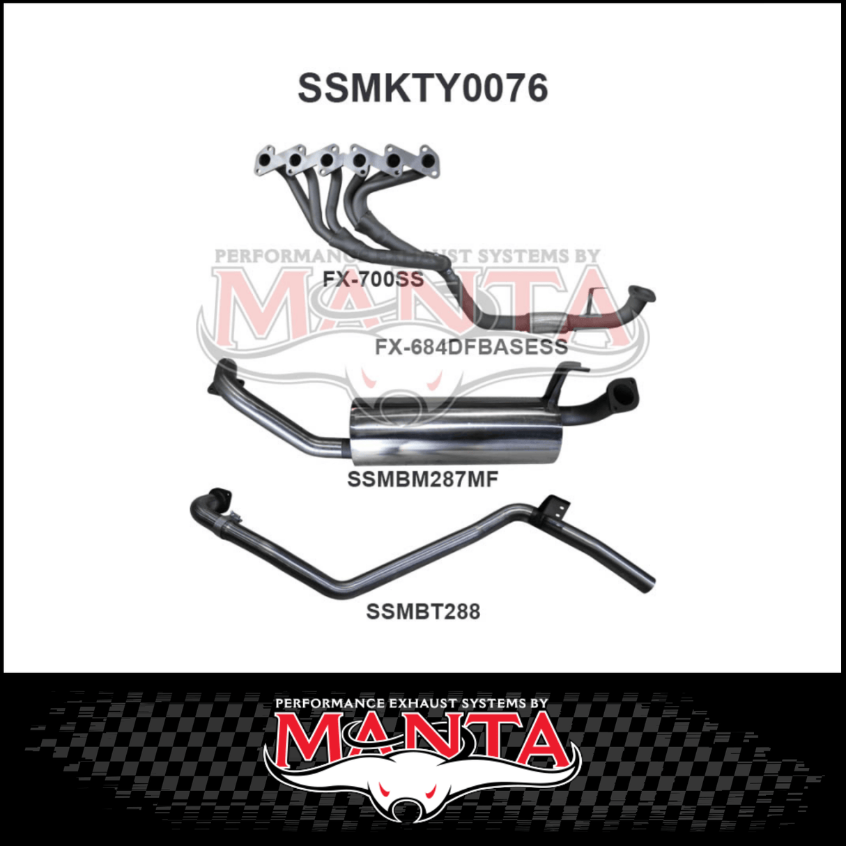MANTA 2.5" STAINLESS STEEL ENGINE BACK EXHAUST SYSTEM FITS TOYOTA LANDCRUISER HZJ80R 4.2L 1HZ DIESEL 1990-1997 (SSMKTY0076)