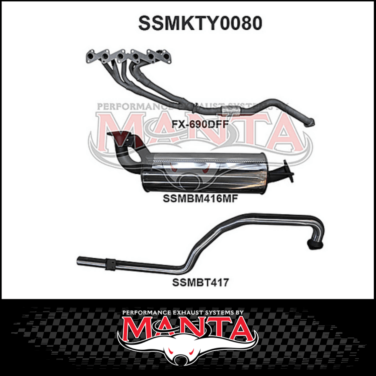 MANTA STAINLESS STEEL EXTRACTORS & 2.5" EXHAUST SYSTEM FITS TOYOTA LANDCRUISER HZJ105R 4.2L 1HZ 1998-2007