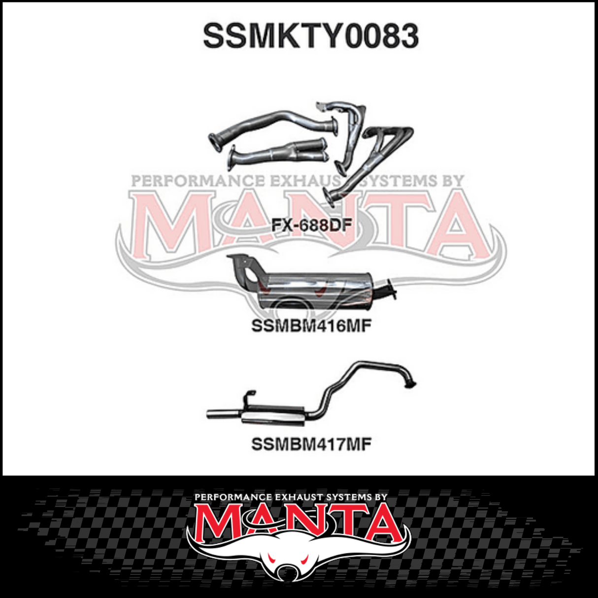 MANTA STAINLESS STEEL EXTRACTORS & 2.5" EXHAUST SYSTEM FITS TOYOTA LANDCRUISER FZJ105R 4.5L 1FZ 1998-2002 (SSMKTY0083)