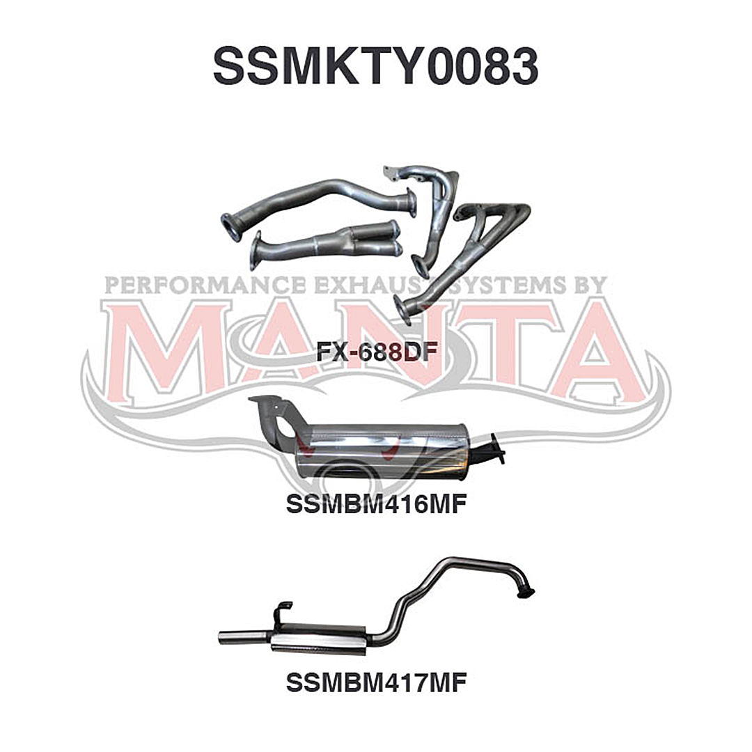 MANTA STAINLESS STEEL EXTRACTORS & 2.5" EXHAUST SYSTEM FITS TOYOTA LANDCRUISER FZJ105R 4.5L 1FZ 1998-2002 (SSMKTY0083)