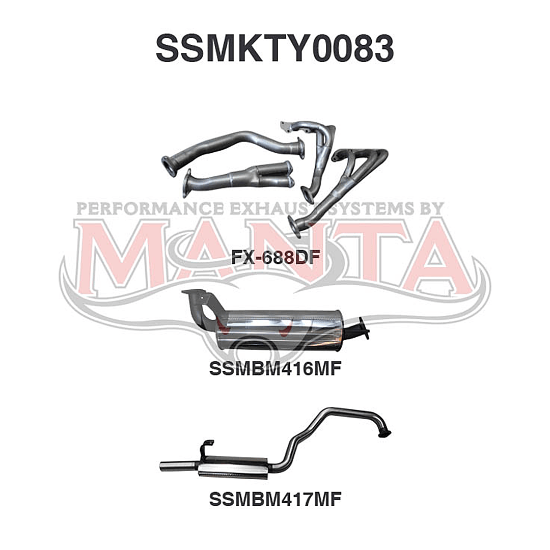 MANTA STAINLESS STEEL EXTRACTORS & 2.5" EXHAUST SYSTEM FITS TOYOTA LANDCRUISER FZJ105R 4.5L 1FZ 1998-2002 (SSMKTY0083)