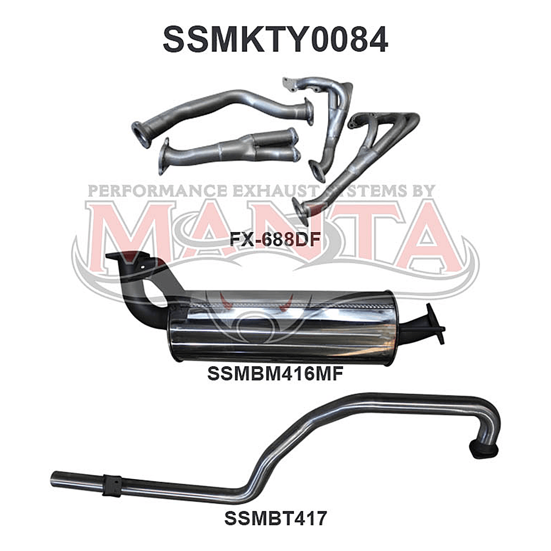 MANTA STAINLESS STEEL EXTRACTORS & 2.5" EXHAUST SYSTEM FITS TOYOTA LANDCRUISER FZJ105R 4.5L 1FZ 1998-2002 (SSMKTY0084)