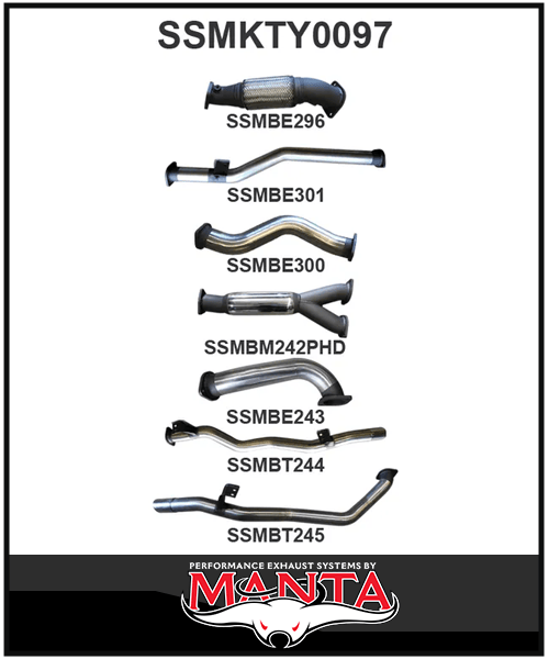 MANTA 3" TWIN TURBO BACK EXHAUST SYSTEM FITS TOYOTA LANDCRUISER VDJ79R 4.5L V8 DUAL CAB 2012-2016